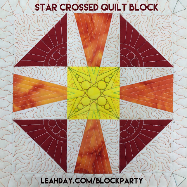 Star Crossed Quilt Block by Leah Day